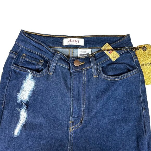 High-Waisted Dark Wash Stacked Jeans NWT Sz L - Picture 6 of 12